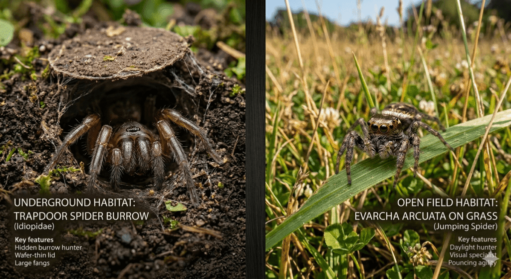 Trapdoor Spider vs Evarcha Arcuata: Key Differences 