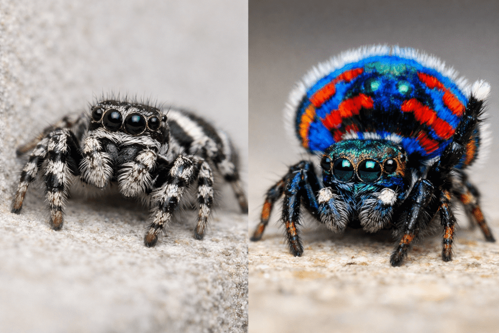 Jumping Spiders Zebra vs Peacock Key Differences