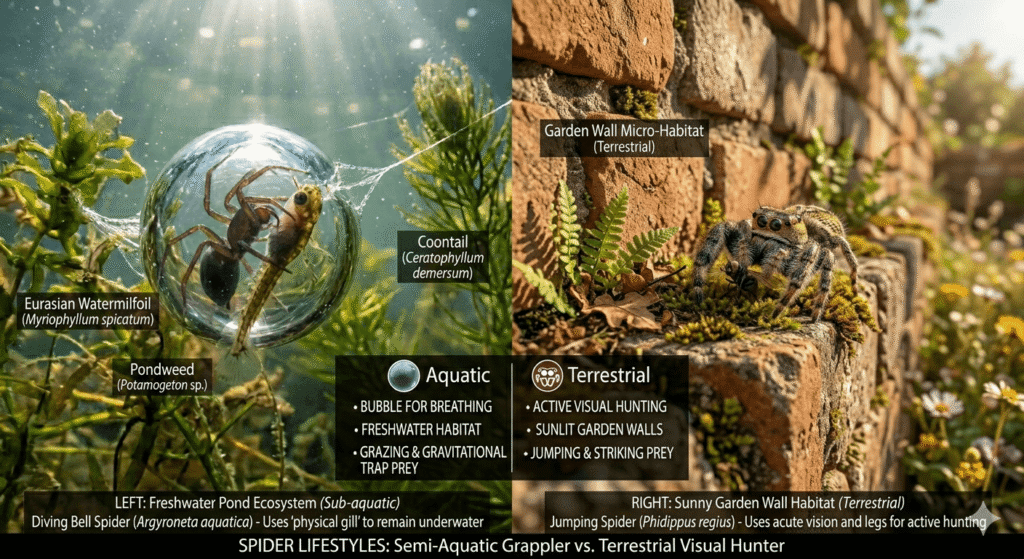 Diving Bell Spider vs Biggest Jumping Spider Guide