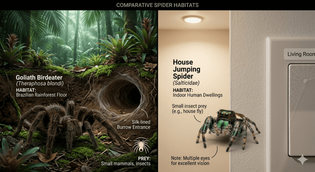 Goliath Birdeater vs House Jumping Spider Guide 