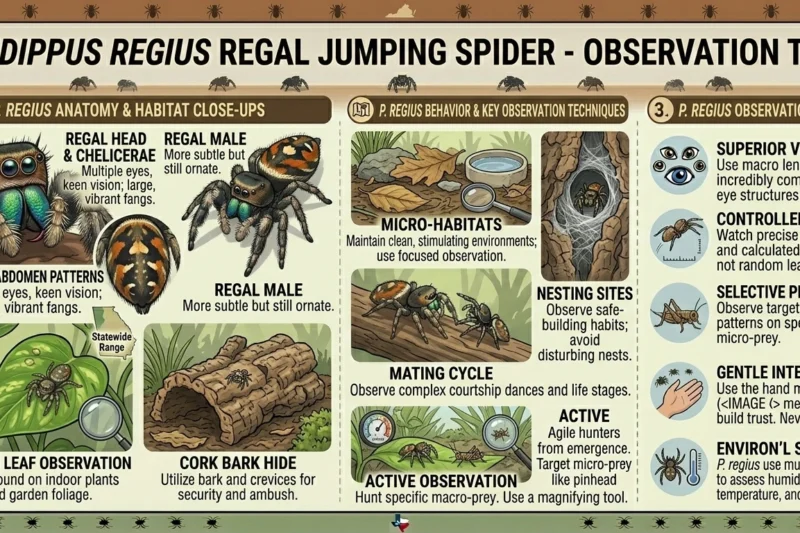 Phidippus Regius Regal Jumping Spider-Observation Tips
