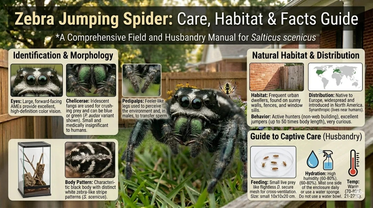 Zebra Jumping Spider: Care, Habitat & Facts Guide