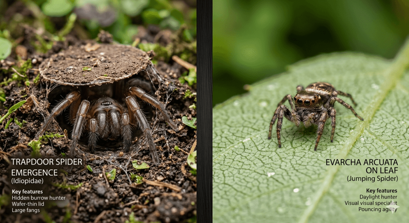 Trapdoor Spider vs Evarcha Arcuata: Key Differences