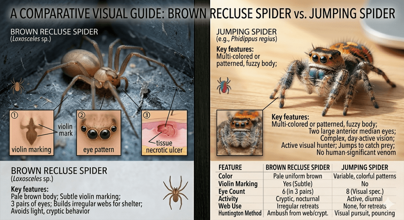 Brown Recluse vs Pet Jumping Spider Guide & Facts