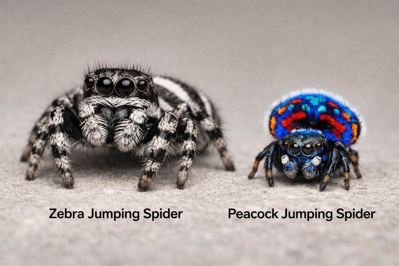 Jumping Spiders Zebra vs Peacock Key Differences