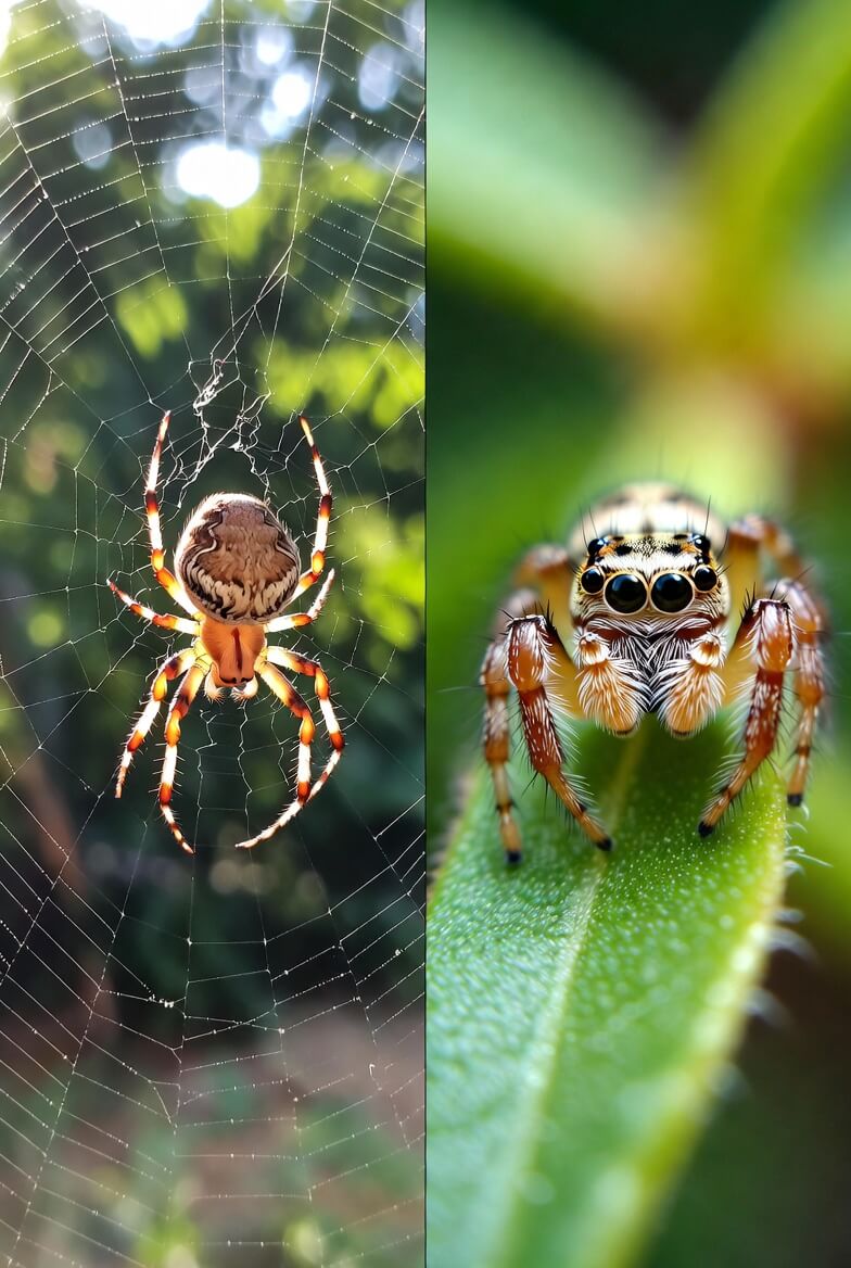 Garden Spider vs Pantropical Jumping Spider Guide