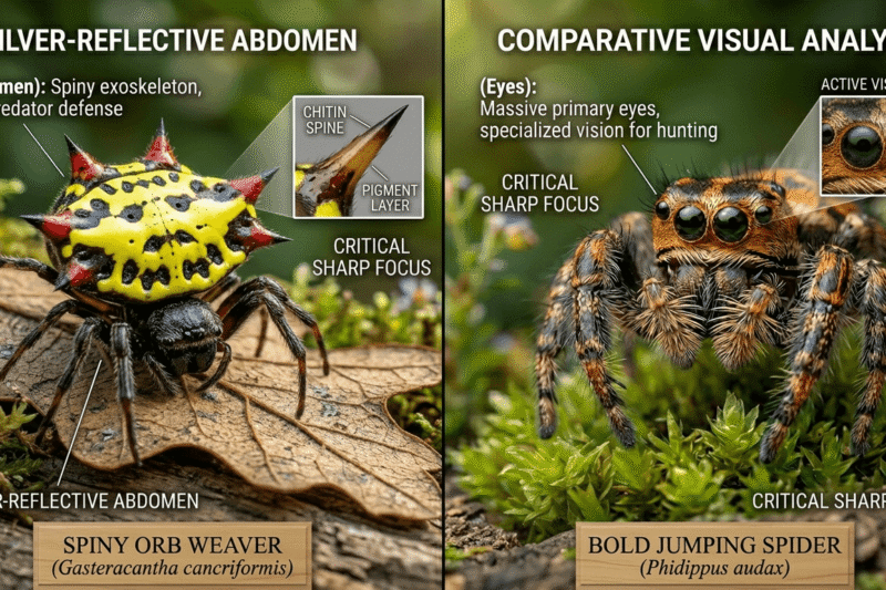 Spiny Orb Weaver vs Bold Jumping Spider Guide