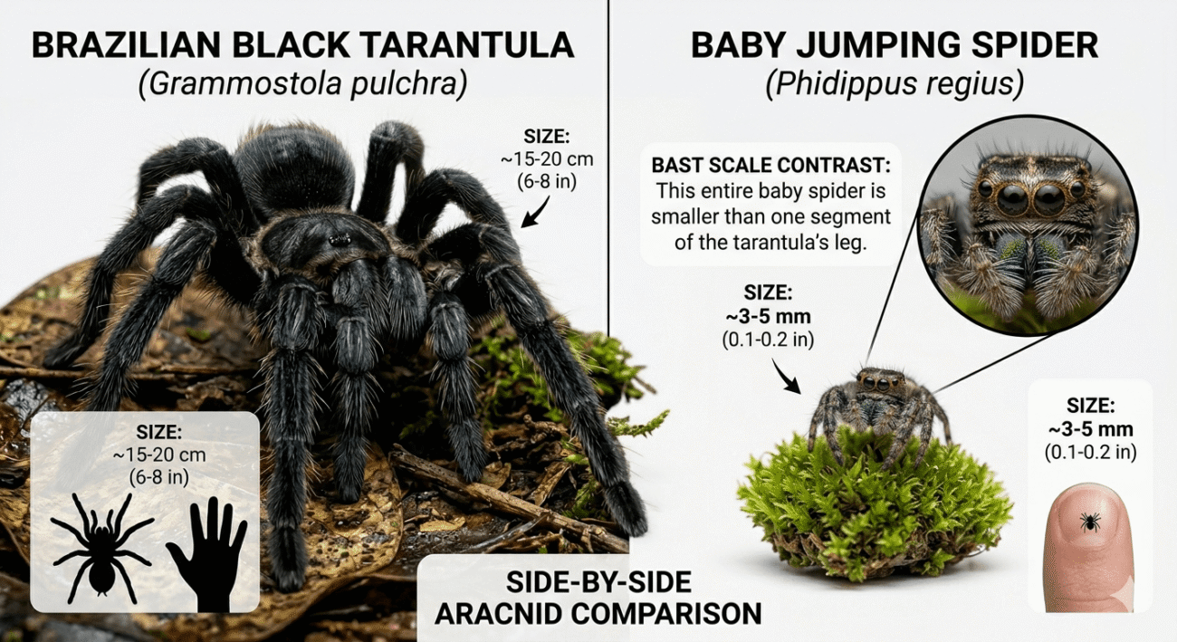 Tarantula vs Baby Jumping Spider: Key Differences Guide