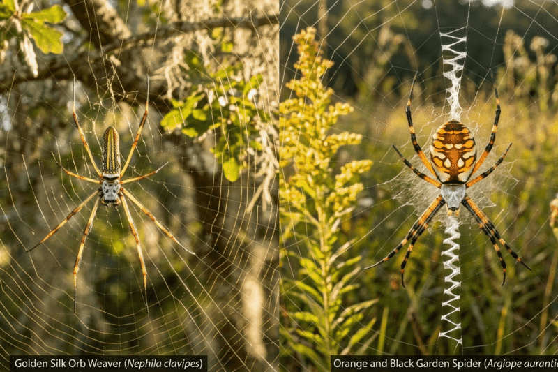 Silk Orb Weaver vs Orange Black Spider Identification