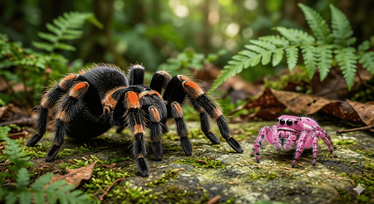 Mexican Red Knee vs Pink Jumping Spider Guide