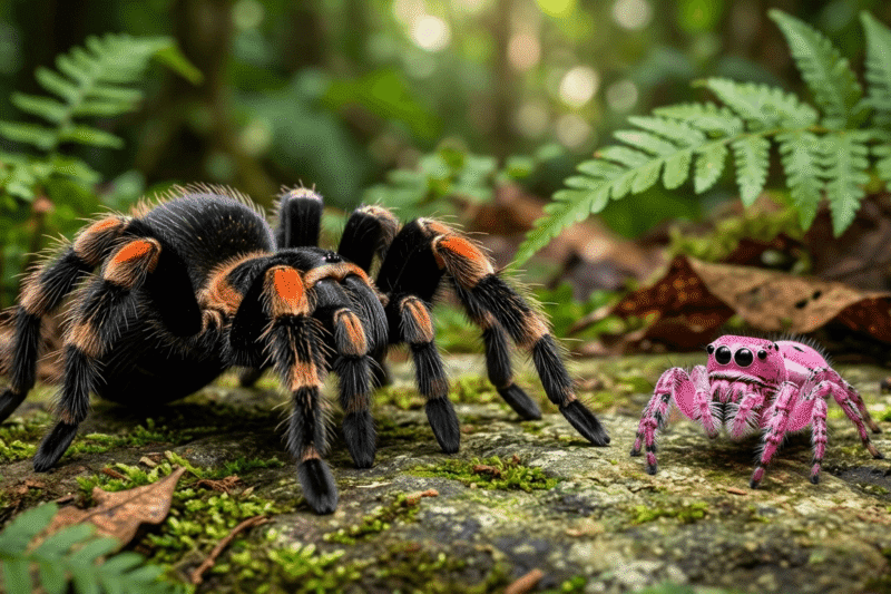 Mexican Red Knee vs Pink Jumping Spider Guide