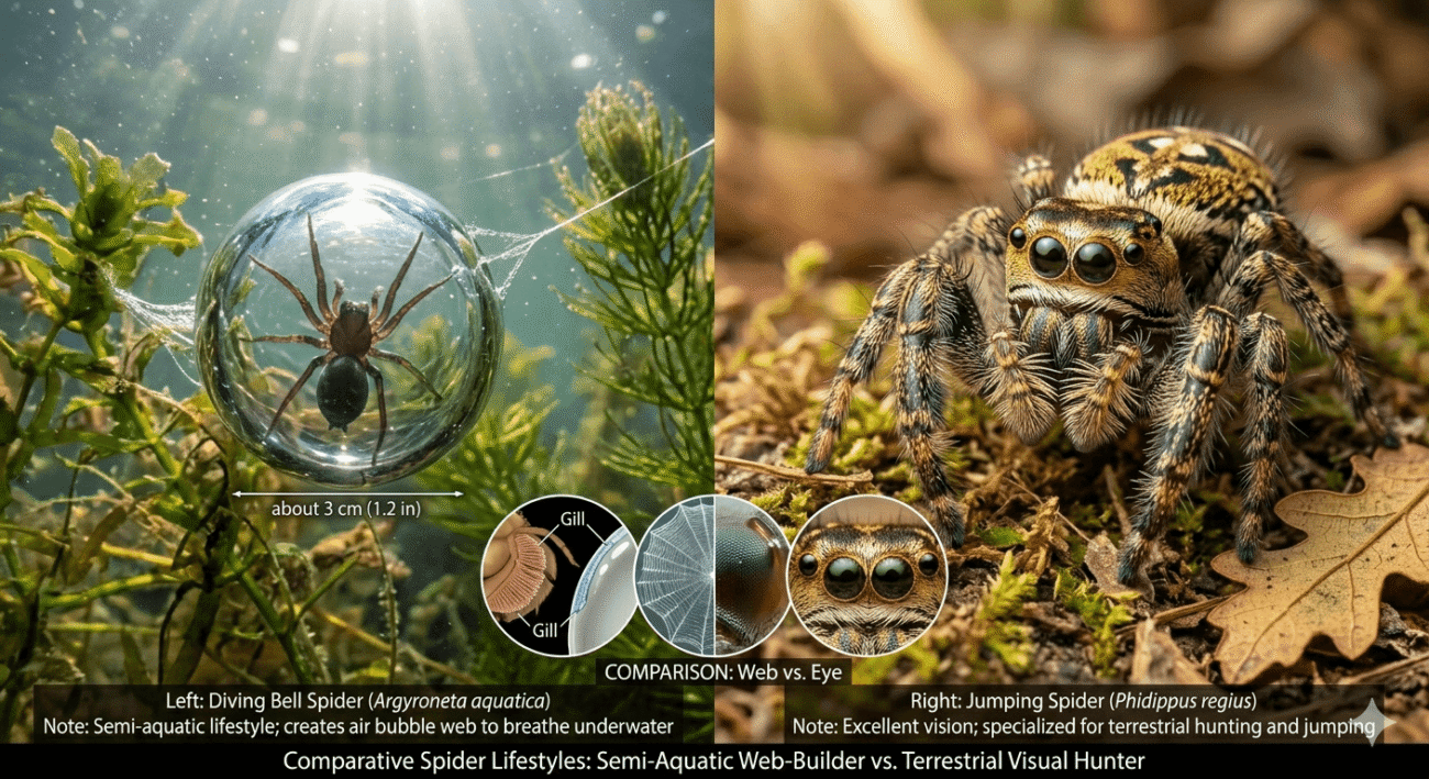 Diving Bell Spider vs Biggest Jumping Spider Guide